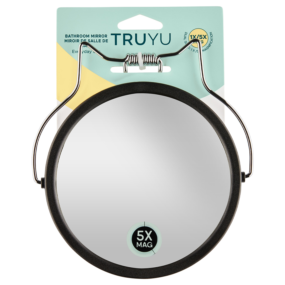 트루유 TRUYU 욕실용 양면거울(5배) 360도 회전 욕실용 확대경으로 각 면이 1배율, 5배율로 구성되어 있습니다. 확대된 시야로 제모 등 섬세한 손질에 드는 시간을 절약하세요.